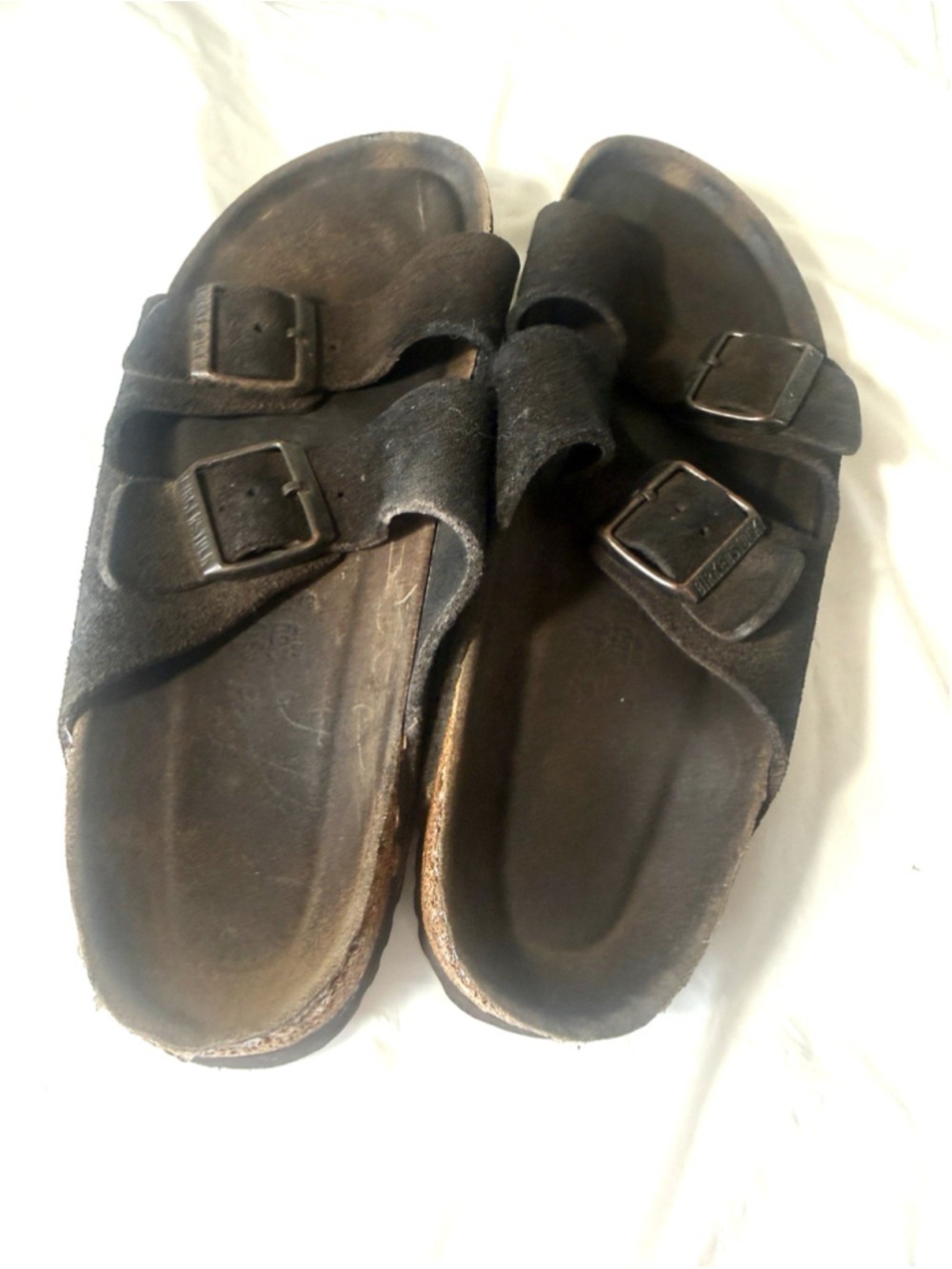 Birkenstock Arizona suede Leather Sandals Slides Women's 10 EU Size 40